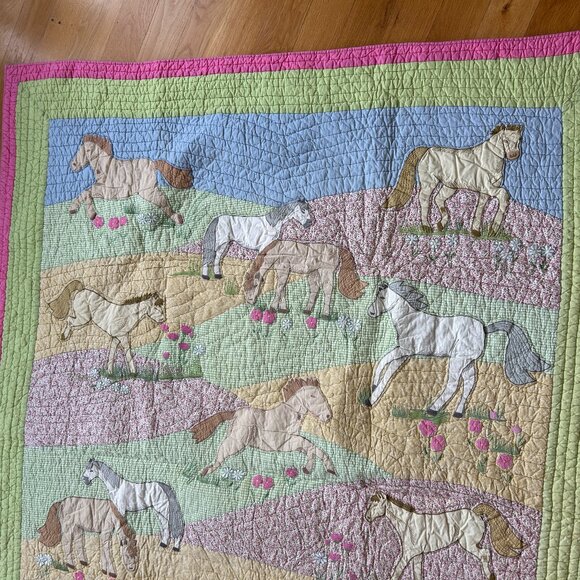 “Ponies in the Pasture” Twin-size Quilt and 2 Pillow Shams by The Company Store - Picture 5 of 14